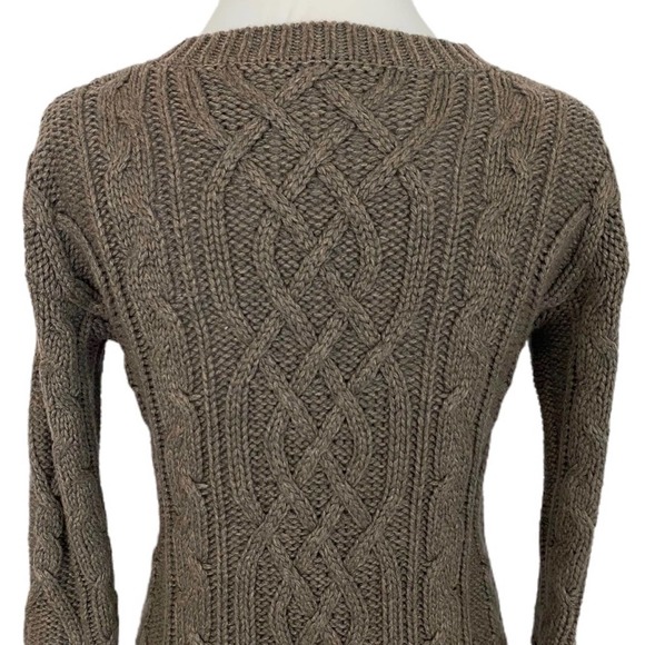 MODA INTERNATIONAL | Taupe Long Sleeve Cable Knit Wool Blend Sweater Dress - Picture 11 of 16